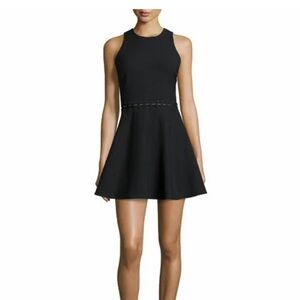 Elizabeth and James 'Carter' Black Lace-Up Waist Jersey Flare Dress Womens Sz 6